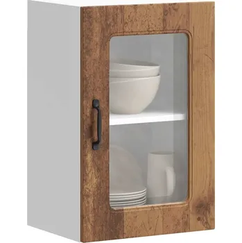 Kuchyňská skříňka Kuchyňská nástěnná skříňka se skleněnými dvířky "Kalmar" staré dřevo, umělé dřevo