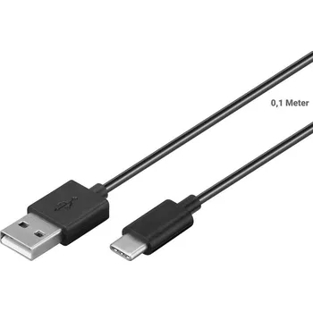 Datový kabel GOOBAY Kabel USB 2.0 USB A vidlice,USB C vidlice 0,1m černá Žíla: Cu