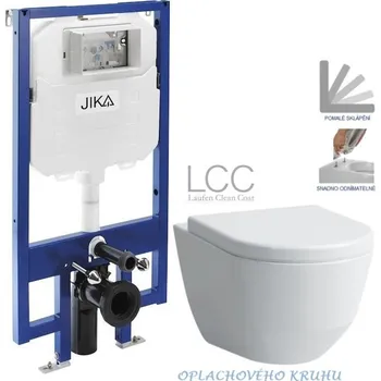 WC sada JIKA předstěnový instalační 8 cm systém bez tlačítka + WC LAUFEN PRO LCC RIMLESS + SEDÁTKO H894652 X LP2