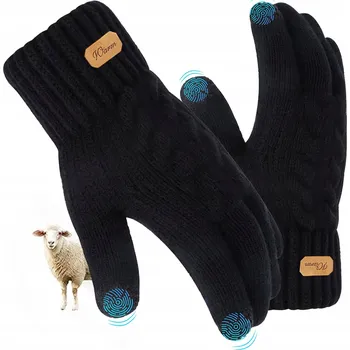 Rukavice Zimní pánské rukavice Teplé silné ČERNÉ pletené zateplené