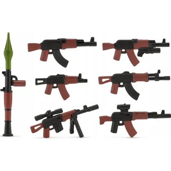 ostatní stavebnice Vojenské STAVEBNICE AK + RPG sada zbraní příslušenství k figurkám 7 dílů (KL60)