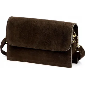 Kožená mini kabelka elegantní semišová LUKA tmavě hnědá