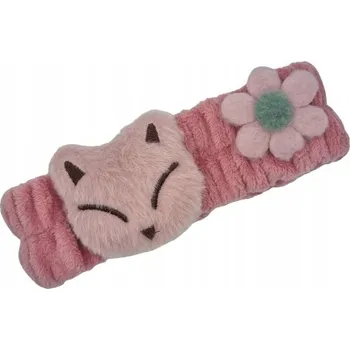 Čelenka Kosmetická čelenka měkká froté liška s kytičkou, tmavě růžová