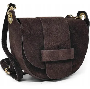 Vera Pelle kabelka, kožená kabelka přes rameno z přírodní semišové kůže, hnědá