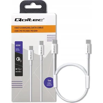 Datový kabel Kabel Qoltec USB-C - USB-C 1 m bílý