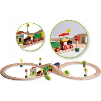 Dřevěná hračka Dřevěná vláčkodráha Joueco 80042, 30 dílů