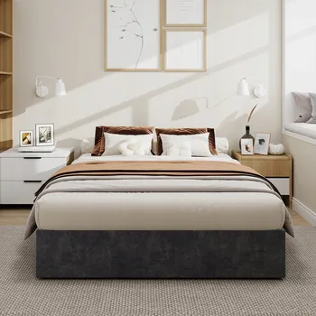 Postel Dřevěná manželská postel Arhatreya 160x200 cm šedá