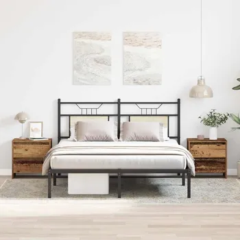 Ložnice Noční skříňka se zásuvkou 2 pcs Staré dřevo 45 x 34 x 44,5 cm