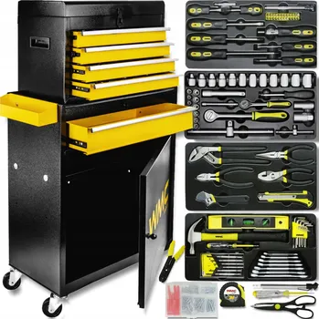 Dílenská skříňka na nářadí pojízdná, vozík, 257 dílů