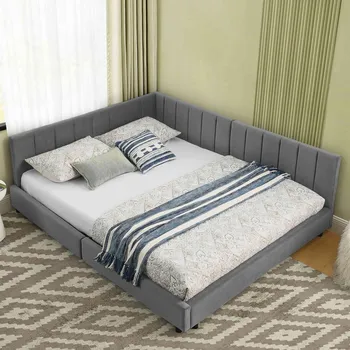 Postel Dřevěná manželská postel Arhatreya 140x200 cm šedá