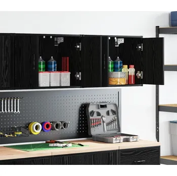 Garážové nástěnné skříně 2 ks černé kompozitní dřevo