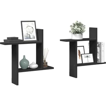 Obývací pokoj Nástěnné police 2 ks černé 50 x 12 x 50 cm kompozitní dřevo