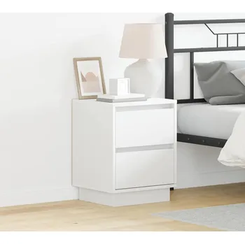 Ložnice Noční skříňka 2 pcs Bílá 39 x 34,5 x 50 cm Kompozitní dřevo