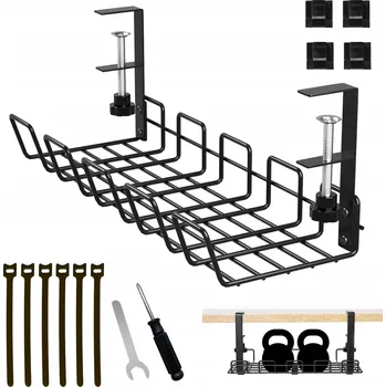 Organizér na kabely, koš pod stůl, držák/polička pro uspořádání kabelů