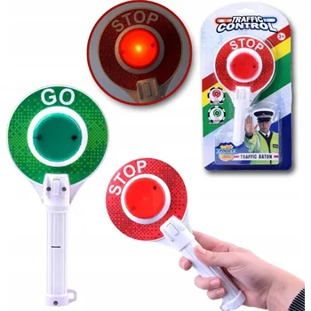 Hra na policii a hasiče LÍZÁTKO POLICEJNÍ SIGNALIZÁTOR STOP OBOUSTRANNÝ ODRÁŽEDLO LED ŘÍZENÍ DOPRAVY