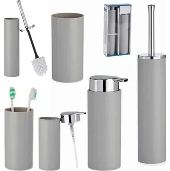 Dávkovač mýdla Sada koupelnových doplňků Berilo 3dílná šedá