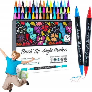 48 akrylových fixy na kameny, voděodolné, s dvojitým hrotem