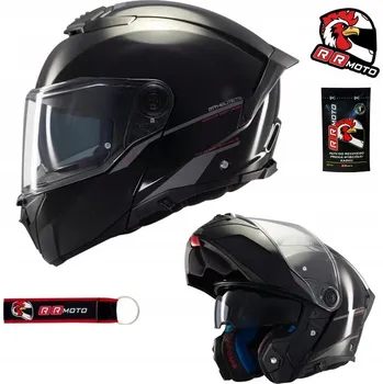 Helma na motorku Motocyklová přilba vyklápěcí MT ATOM 2 SV SOLID GLOSS BLACK černá + DÁRKY ZDARMA