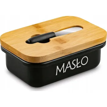 Dóza na potraviny MASELNIČKA Ocelová s VÍKEM a NOŽEM Nádoba Tadar 15,5x10,5x6,5 cm