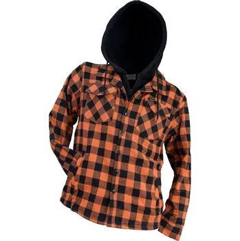 Pánská košile ZATEPLENÁ KOŠILE S S KAPUCÍ URGENT 850 ČERNÁ/ORANŽOVÁ XXL