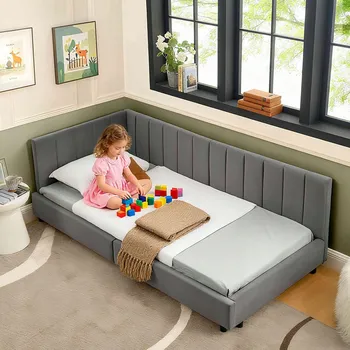 Postel Dřevěná manželská postel Arhatreya 90x200 cm šedá