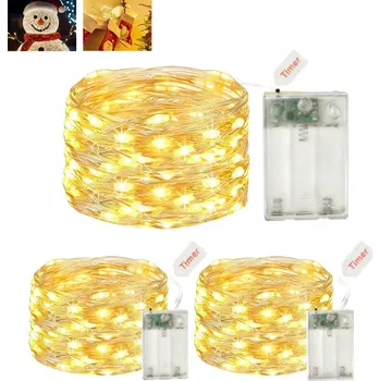 Vánoce DRÁTKOVÉ SVĚTELNÉ ŘETĚZY 3m 50 LED TEPLÁ BÍLÁ NA BATERIE K DEKORACI A STROMEČEK