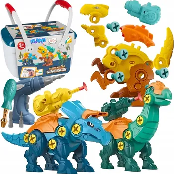 ostatní stavebnice STAVEBNICE PRO KUTILY – TŘI DINOSAUŘI – SADA V KUFŘÍKU