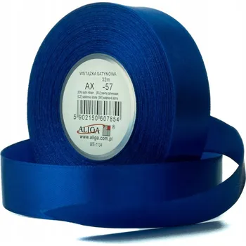Stuha Saténová ozdobná stuha 12mm / 32m AX12-57 tmavě modrá