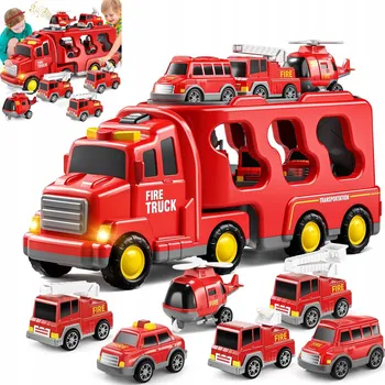autíčko HASIČSKÉ AUTO NÁKLADNÍ HASIČI ZVUK SVĚTLO 7ks HRAČKA SADA