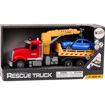 autíčko Nákladní auto Autopřepravník s jeřábem na auta, světla, zvuky, pohon, červená