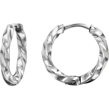 Náušnice B-TOP Náušnice kroužky z nerezové oceli v krouceném designu Druh barvy: Stříbrná