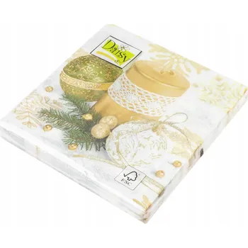 Papírový ubrousek Vánoční papírové Ubrousky krémově zlaté 33x33cm 20 ks