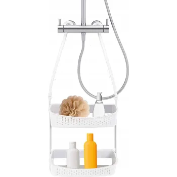 Drátěná police ZÁVĚSNÁ POLIČKA DO SPRCHY NA BATERII DO KOUPELNY BÍLÁ VODĚODOLNÁ