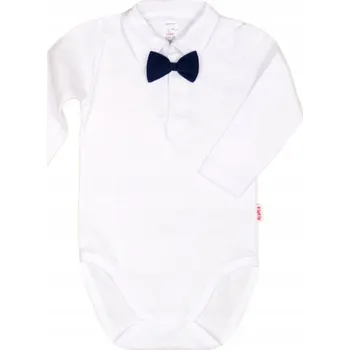 Kojenecký body Body s LÍMEČKEM Polo DLOUHÝ RUKÁV bílé + ČERNÝ MOTÝLEK vel. 74 KLEKLE