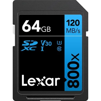 Paměťová karta SD karta Lexar Professional 800x SDXC V30 U3, R1 64GB