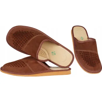 Pánské pantofle Pánské Papuče z přírodní semišové kůže, pohodlné Bačkory Bamboše 48