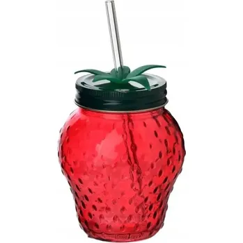 Sklenice SKLENICE S KOHOUTKEM SKLENĚNÁ SKLENICE NA LIMONÁDOVÉ NÁPOJE VODA VELKÝ HRNEK 450 ML