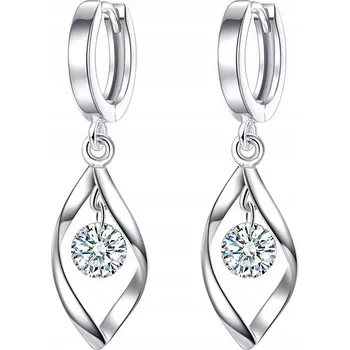 Náušnice Stříbrné náušnice visací, rhodiované, pro ženy, stříbro 925