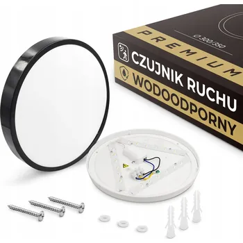 Stropní Svítidlo IP44 Černý 24W s pohybovým senzorem