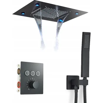 Sprchový set Sprchový Set Podomítková LED stropní dešťová sprcha Černá Matná Luminexa
