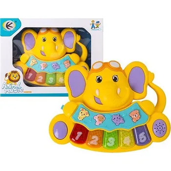 Hračka pro nejmenší MINI VARHÁNKY SLONÍK PIANINKO INTERAKTIVNÍ VZDĚLÁVACÍ PRO DĚTI ZVUKY