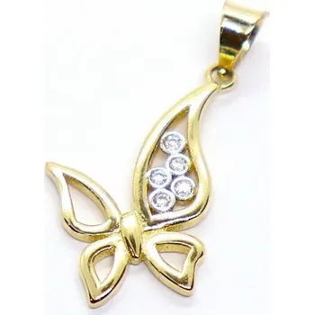 Přívěsek Klenoty Budín - Zlatý přívěsek ze žlutého zlata se zirkony motýlek 585/1,09gr HK3236 (Klenoty Budín - Zlatý přívěsek ze žlutého zlata se zirkony motýlek 585/1,09gr HK3236)
