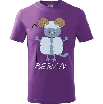 Chlapecké tričko DOBRÝ TRIKO Dětské tričko Zvěrokruh kočka Beran Velikost: 158/12 let, Barva: Fialová