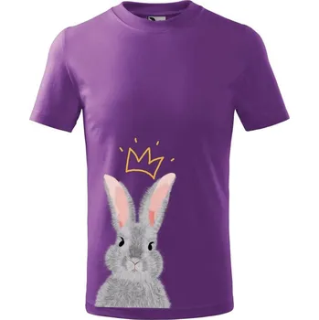 DOBRÝ TRIKO Dětské tričko s potiskem Králík s korunkou Velikost: 110 /4 roky, Barva: Fialová