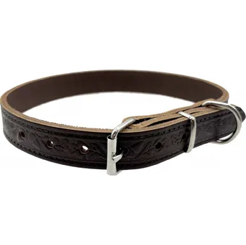 Obojek pro psa BAFPET Kožený obojek GRAZL,zdobený Barva: Tmavě hnědá, Velikost: M
