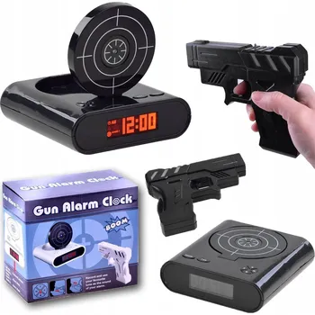 Budík INTERAKTIVNÍ BUDÍK S PISTOLÍ A LASEREM - ELEKTRONICKÝ ALARM S TERČEM