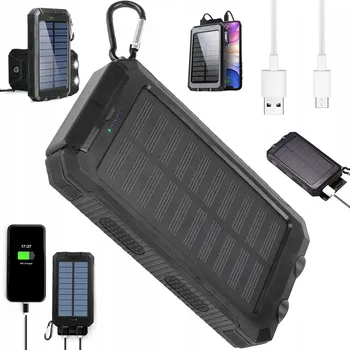 Powerbanka SOLÁRNÍ POWERBANKA 30000 mAh NOUZOVÁ NABÍJEČKA BATERIÍ S KOMPASEM PŘENOSNÁ