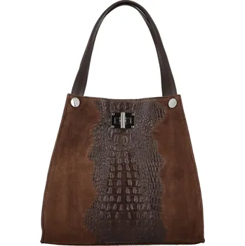 Kabelka Dámská kožená kabelka na rameno tmavě hnědá - Delami Vera Pelle Jasmin hnědá