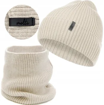 Čepice Molti souprava čepice a nákrčník (rolák) velikost 58/62 béžová