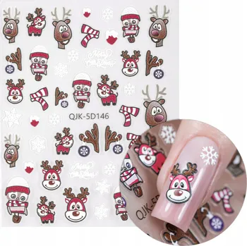 Přípravek na nehty Samolepky na Zdobení Nehtů - Vánoční Zimní, 5D - QJK-5D146